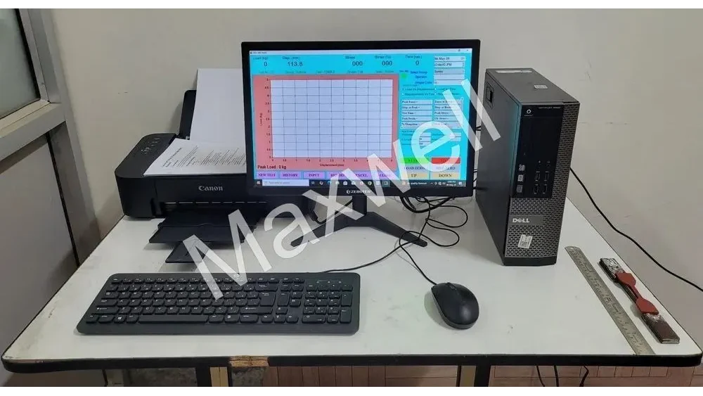 computer system with graph for tensile testing machine